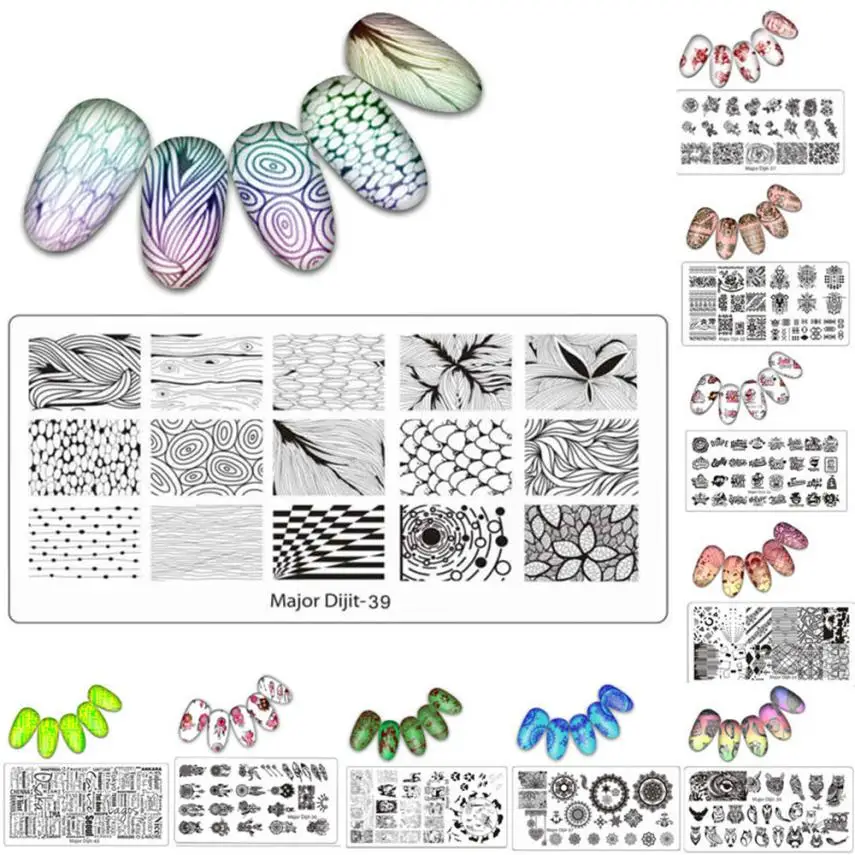 MAJOR DIJIT DIY пластины для штамповки ногтей изображения стальной штамп для дизайна ногтей шаблон для штамповки ногтей пластины 2U0118