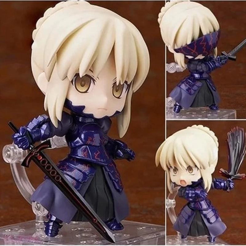 Японский Аниме Фигурки Симпатичные Nendoroid Fate Stay Night Black Сабер Модель Игрушки 10 СМ