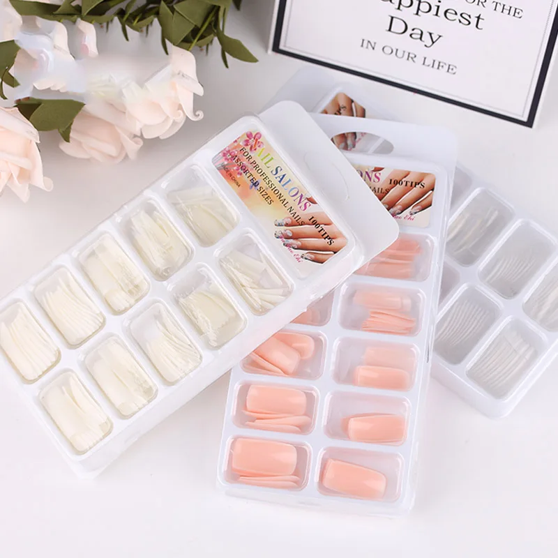 

100pcs Natural Color French False Nail Tips Transparent Artificial Fake Nails Art Acrylic Manicure Tools