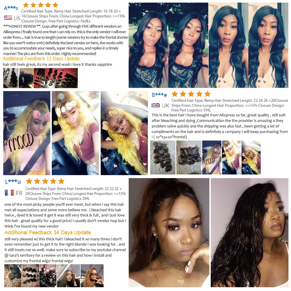 Sapphire Brazilian Hair Weave Bundles Body Wave Bundles With Frontal Human Hair 2/3 Bundles With Closure Frontal Hair Extension