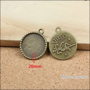 

60pcs pendant Virgo Constellation Cameo/Cabochon frame Antique bronze Pendant European Style jewelry findings A061