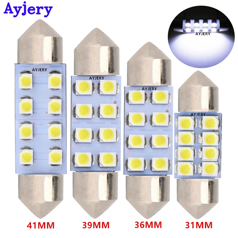 AYJERY высокой мощности 20 шт. 31 мм 36 39 41 C5W 1210 3528 8 SMD светодиодные автомобильные лампы