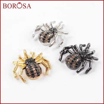 

BOROSA 10PCS Fashion Spider Inscets Fly Bee Charm Pendant, Druzy Pave CZ Cubic Zircon Crystal Pendant for Earrings Jewelry WX831