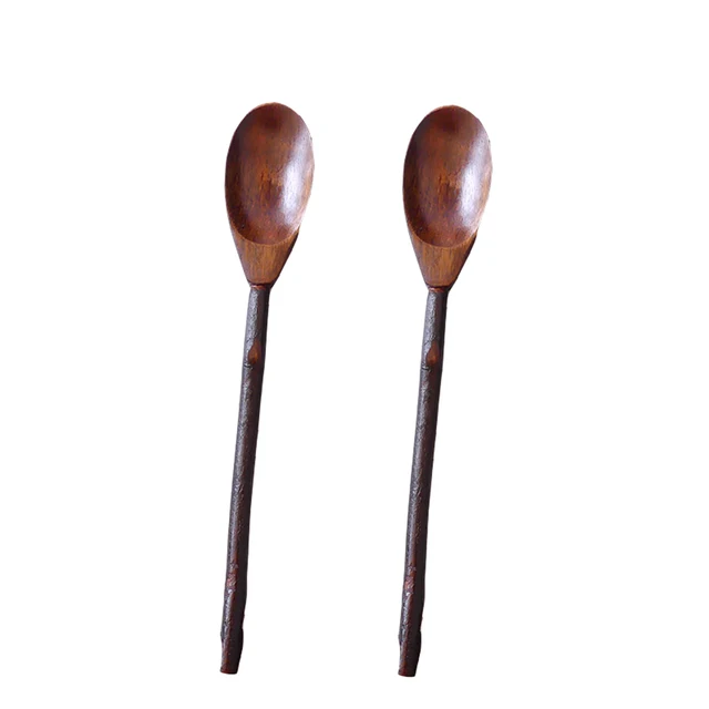 Best Price 2pcs/Set Handcrafted Irregular Japanese Style Eco-Friendly Wood Branch Spoon Dessert Spoon For Coffee Honey