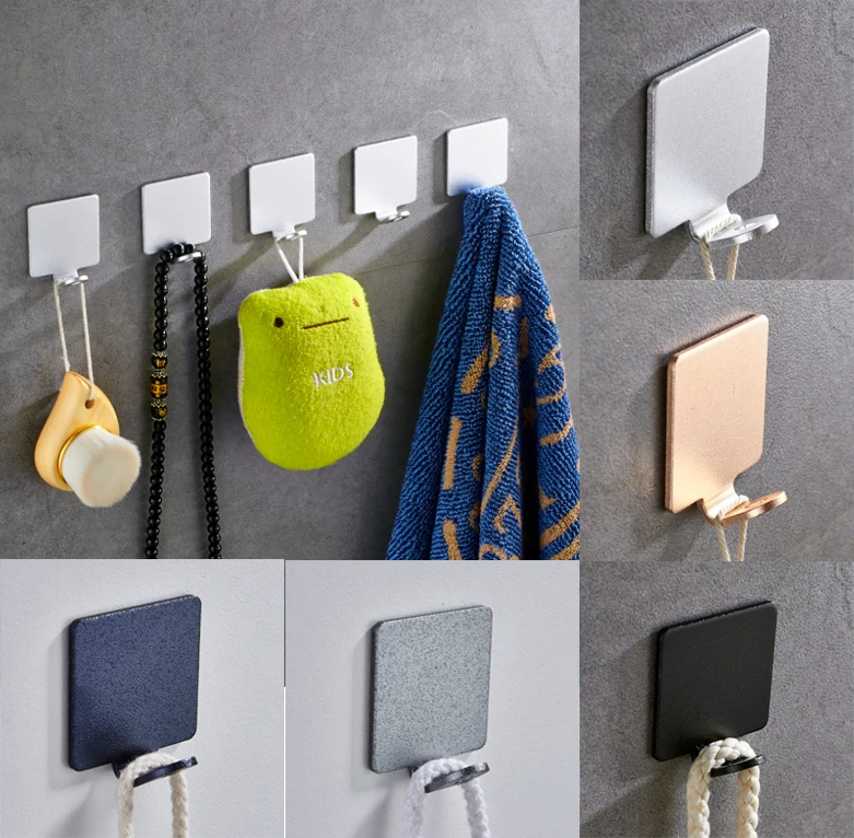 

1 PC Heavy Duty 3M Stick Adhesive Aluminum Hooks Kitchen Bathroom Hook for Clothing Bag and Towel Wardrobe/Glass clothes hooks
