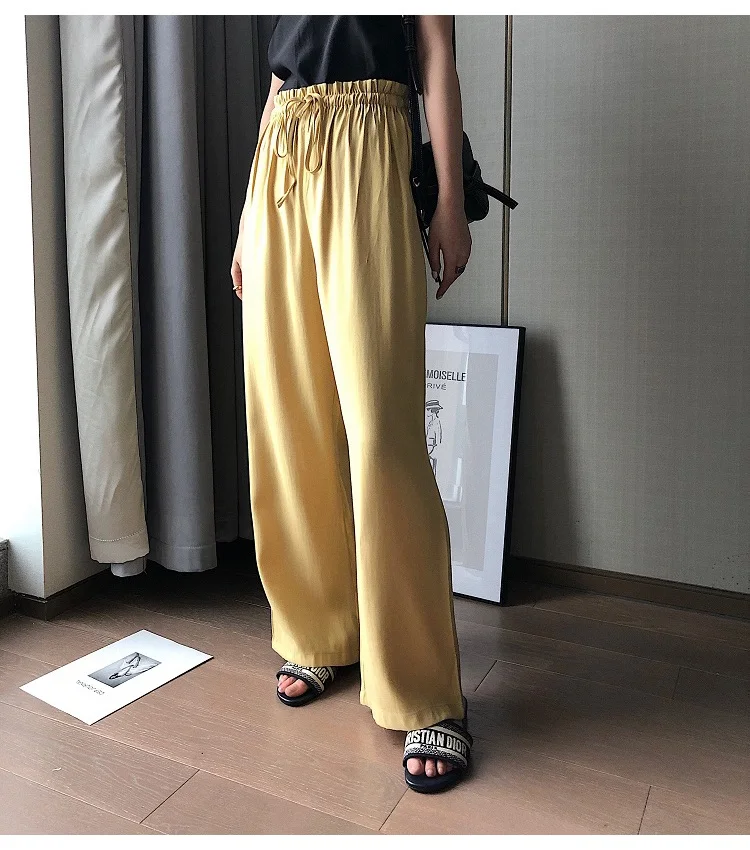 Wide Leg Satin Silk Pants Women Trousers High Waisted Elegant Summer Solid Color Wide Leg Pants Women Satin Trousers Loose New