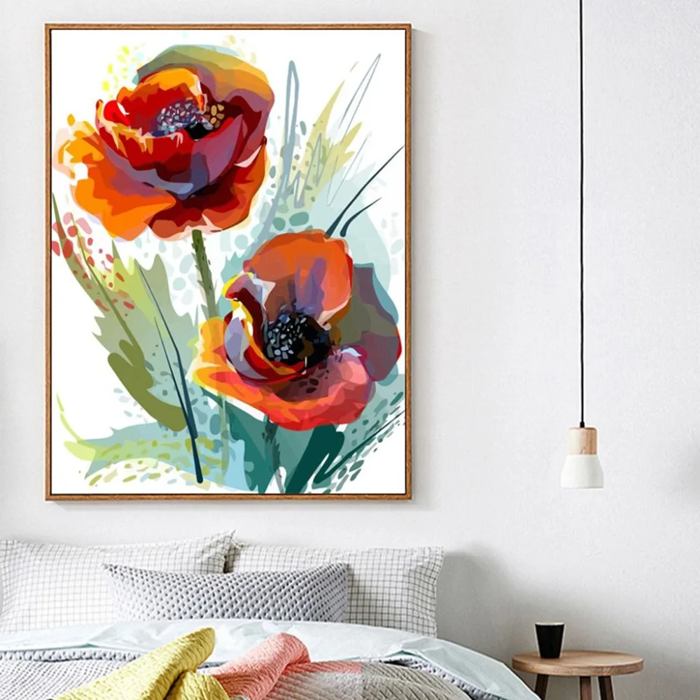 Watercolor Red Roses Picture Full Diamond Painting Chinese