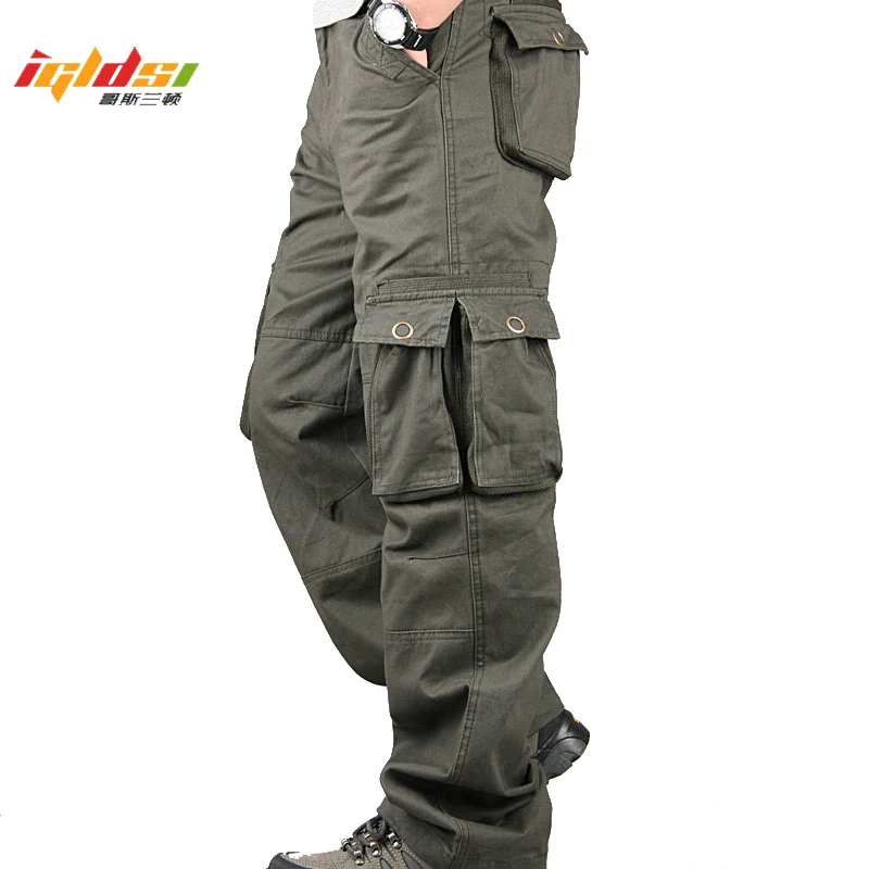 

Men's Cargo Pants Cotton Casual Long Trousers New 2019 Plus Multi Pocket Pantalon Homme Men Fashion Military Tactical Pants Men