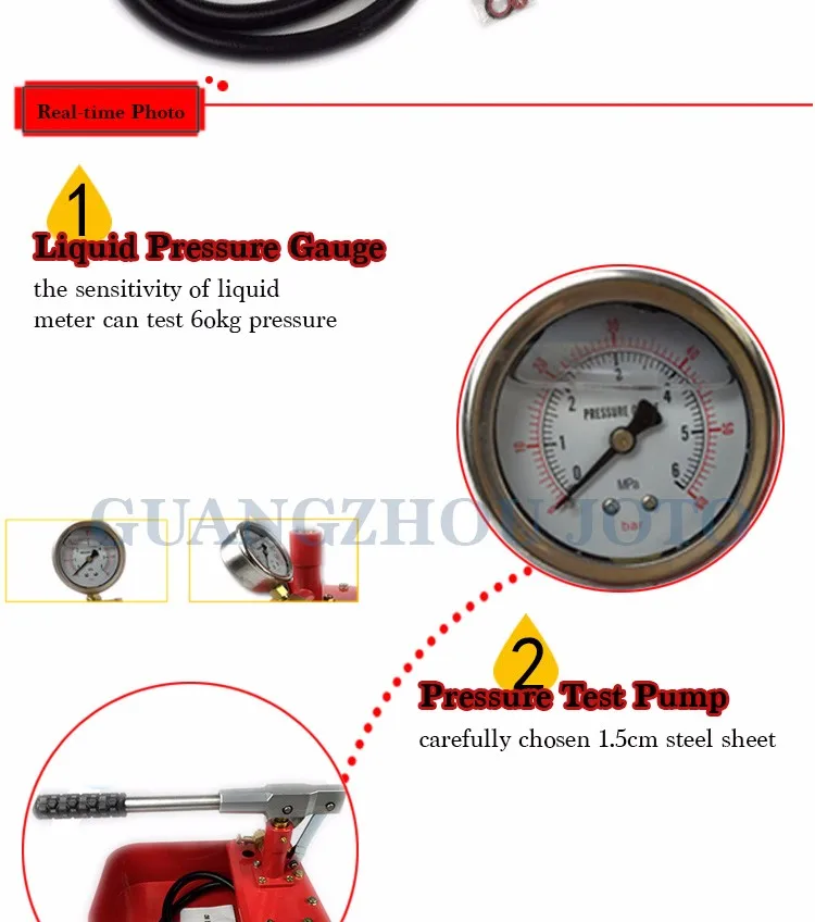 60 кг высокое Давление литой Медь ручной Тесты насос 32cm2 водопровода ppr Клапаны детектор утечки Давление насос