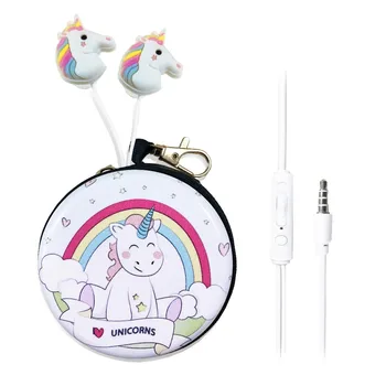 Cute Cartoon Unicorn Wired Earphones With Mic