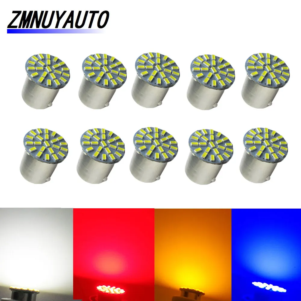 

10PCS Auto Reverse Light Car LED P21W Lamp 1156 BA15S 12V 22SMD 3014 Rear Turn Signal Light Brake Reverse Parking Bulb R5W White
