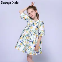 Kseniya Kids/летнее торжественное платье с цветочным узором для девочек; Детские платья для девочек; одежда для маленьких девочек на свадьбу; корейская детская одежда
