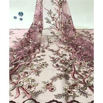 

ADP124 Popular design French net Lace Fabric With stones,high class African Tulle Lace Fabric For evening dresses
