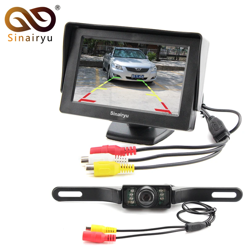 

Sinairyu 7 IR LED Night Vision Car Rearview Backup Camera Parking Monitor System + 4.3 inch Color LCD Car Parking Monitor Camera
