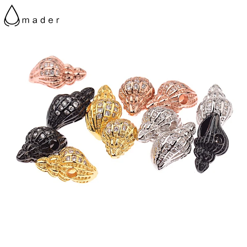 Amader Charms White Cubic Zirconia Shell Conch Beads For Bracelet Pendant Jewelry Making Copper DIY Spacer BD524 | Украшения и