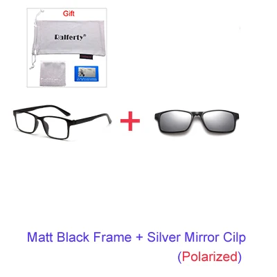 Ralferty, магнитные солнцезащитные очки, мужские, поляризационные, на застежке, очки для женщин, квадратные очки TR90, UV400, 3D оптические оправы, 7 в 1, Oculos A2247 - Цвет линз: 1Frame Silver Cilp