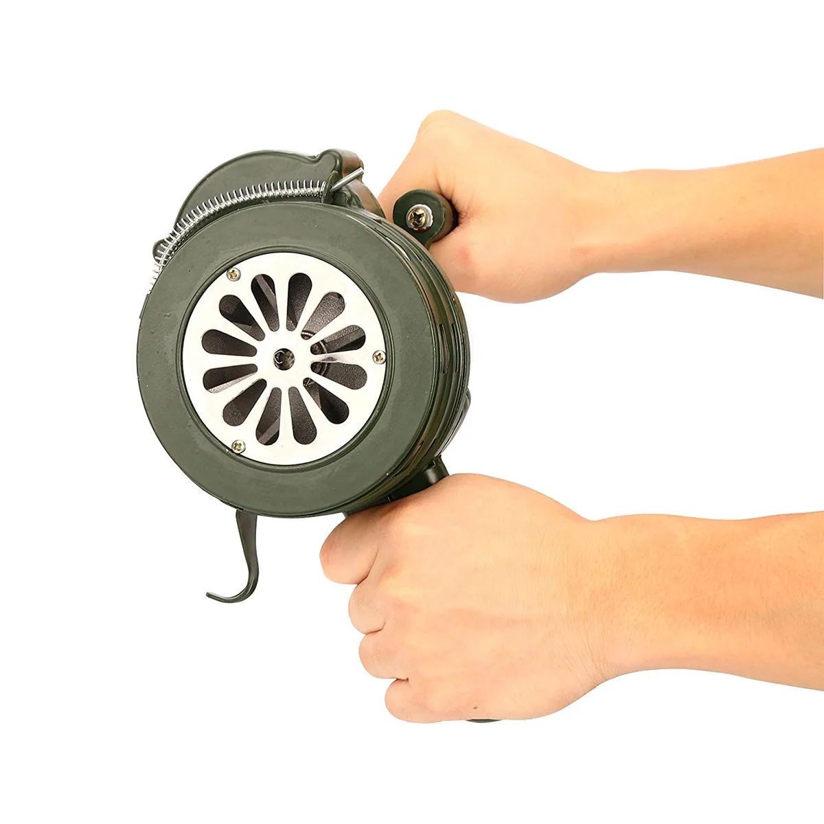

Safurance Green Aluminium alloy Crank Hand Operated Air Raid Emergency Safety Alarm Siren Home Self Protection Security