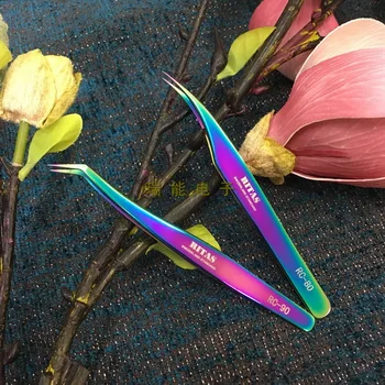 

by dhl 100pcs Ultra Precision Anti Static colorful Tweezers for Professional Eyelash Extensions Stainless Steel Makeup Tweezer