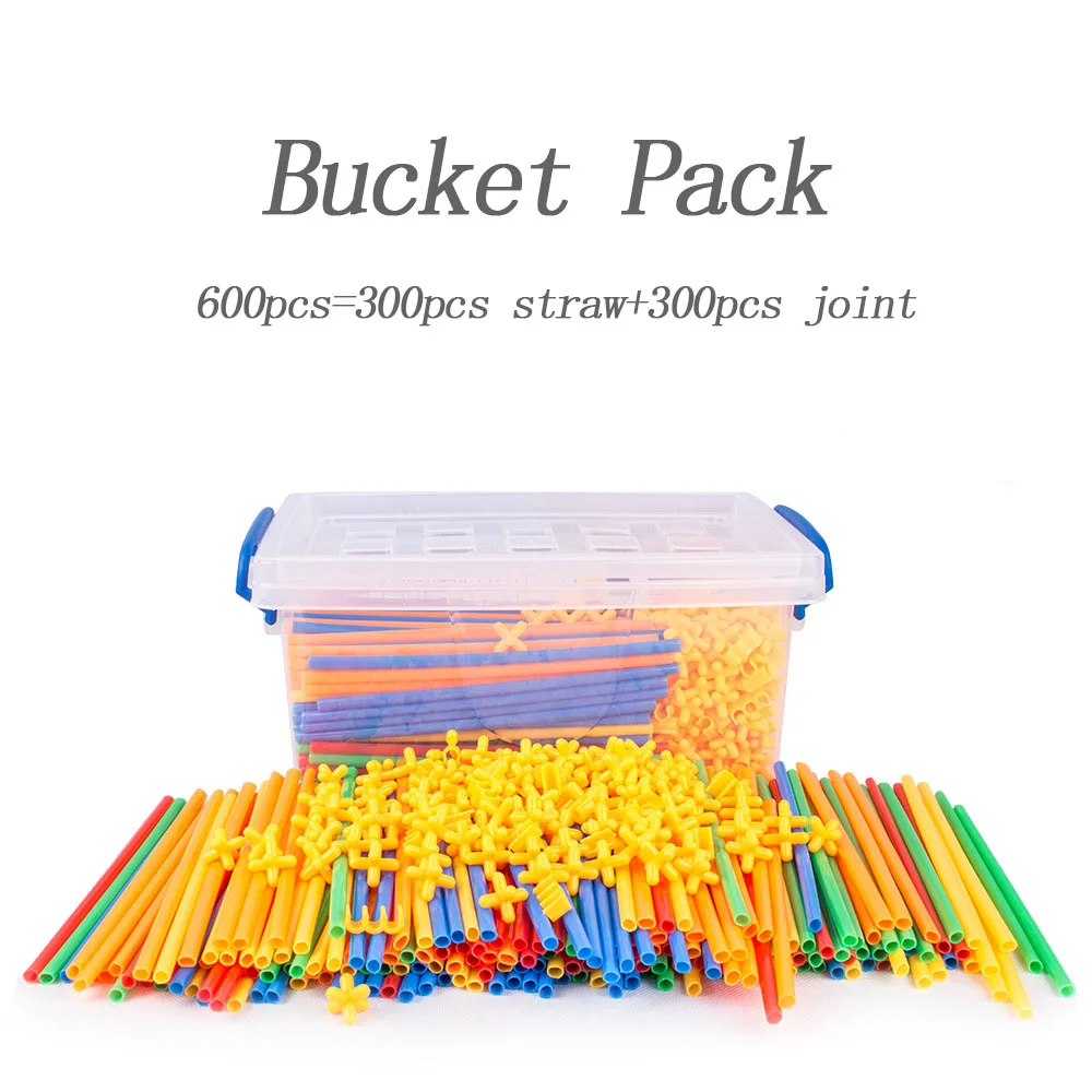 4D DIY Straw Building Blocks Plastic Stitching Inserted Construction Assembled Blocks Bricks Educational Toys for Children Gift - Цвет: 600pc box pack