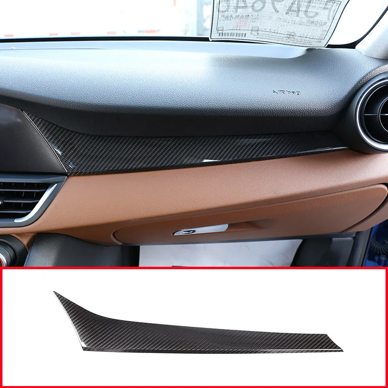 Real Carbon Fiber Car Passenger Decoration Panel Cover Trim For Alfa