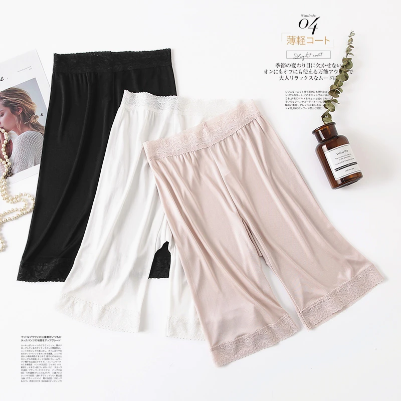 

2019 women safety female short pants silk mid waist sexy solid breathable boyshorts panties for ladies boxer