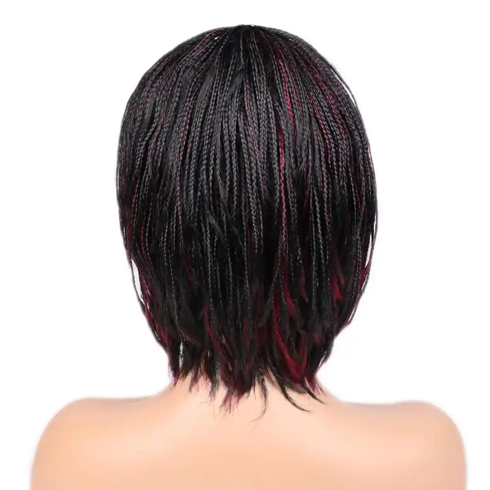 Crochet Three Short Braids Bob Synthetic Wigs With Bangs Twist