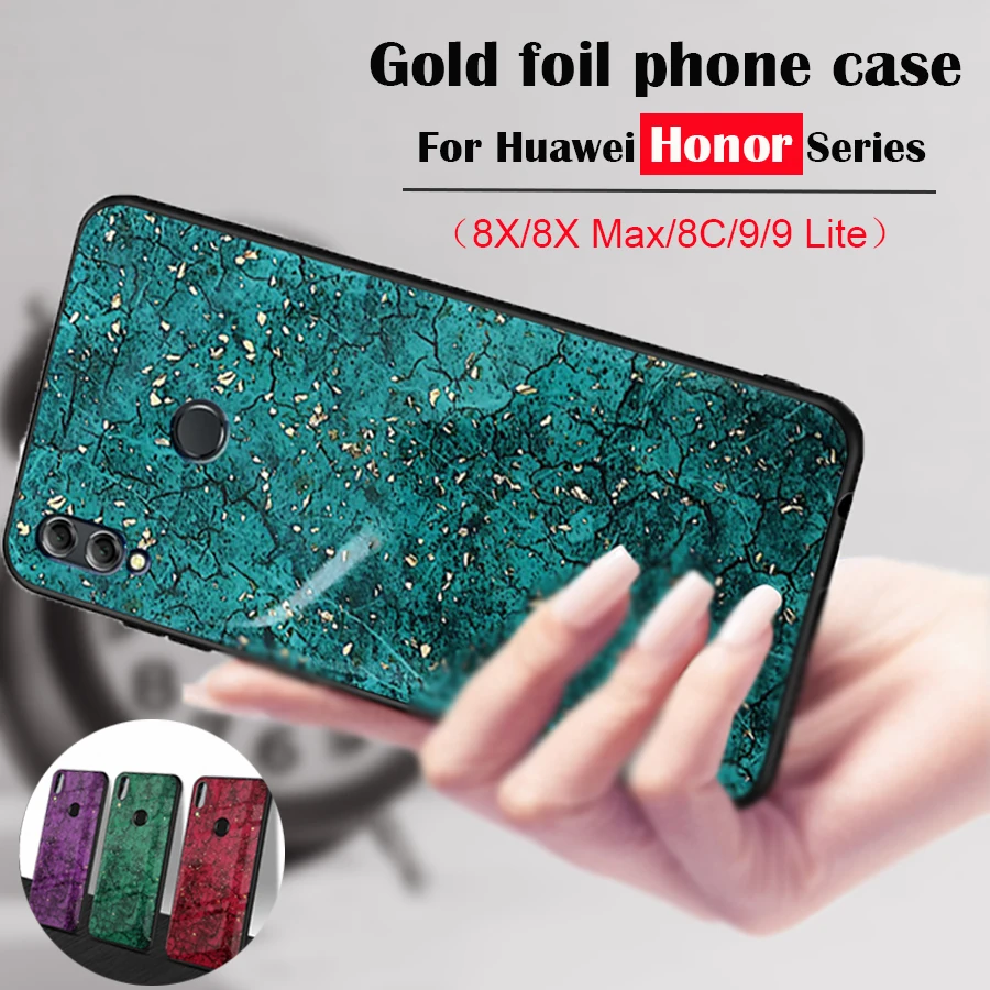 

Marble Gold Foil Glitter For Huawei honor 8x 9 lite 8c max Phone Case Cover homor hauwei hono 8 x c 9lite x8 coque Soft Silicone