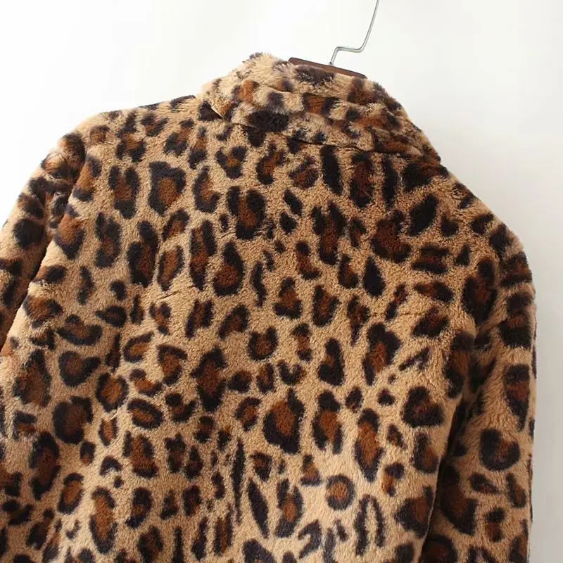 CRRIFLZ Осенняя коллекция, леопардовое длинное пальто из искусственного меха с отворотом, новинка, пальто из искусственного меха, женская зимняя теплая мягкая куртка с карманами, верхняя одежда