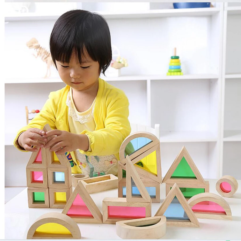 Baby Toddler Montessori Toys Rainbow Buliding Blocks Wooden Educational Toy