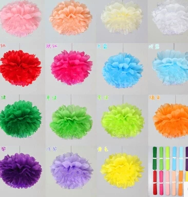 10PCS Handmade 6''(15CM) Tissue Paper Pom Poms Paper Flower Ball Pompom For Home Garden Wedding Birthday&Wedding Car Decoration 