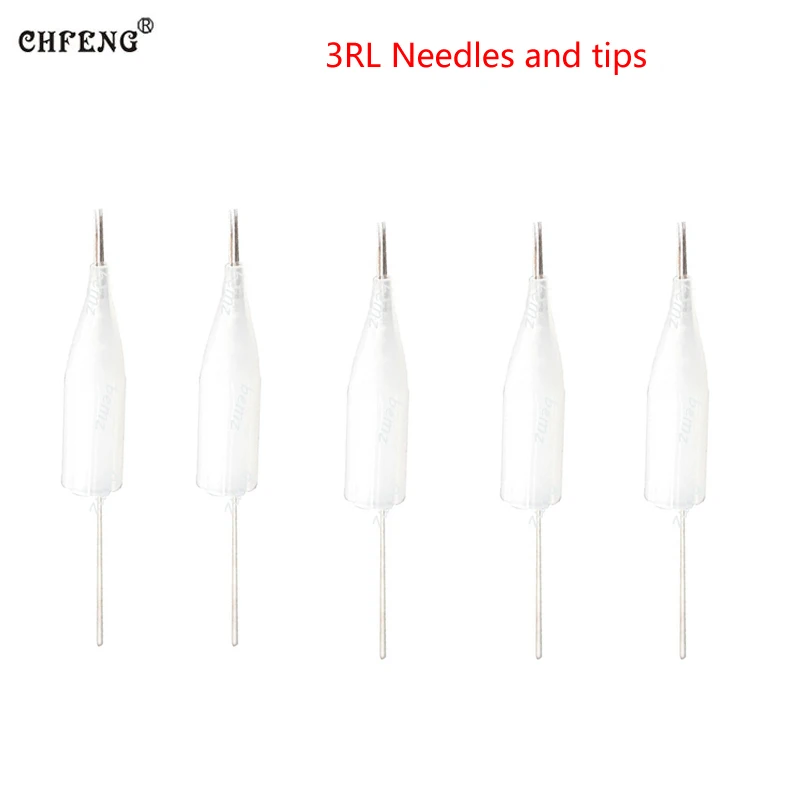 

100PCS 3R (Needles +Tips Each 100pcs ) Professional Permanent Makeup Machine Needles Caps For Eyebrow Lips For Pemanent Makeup