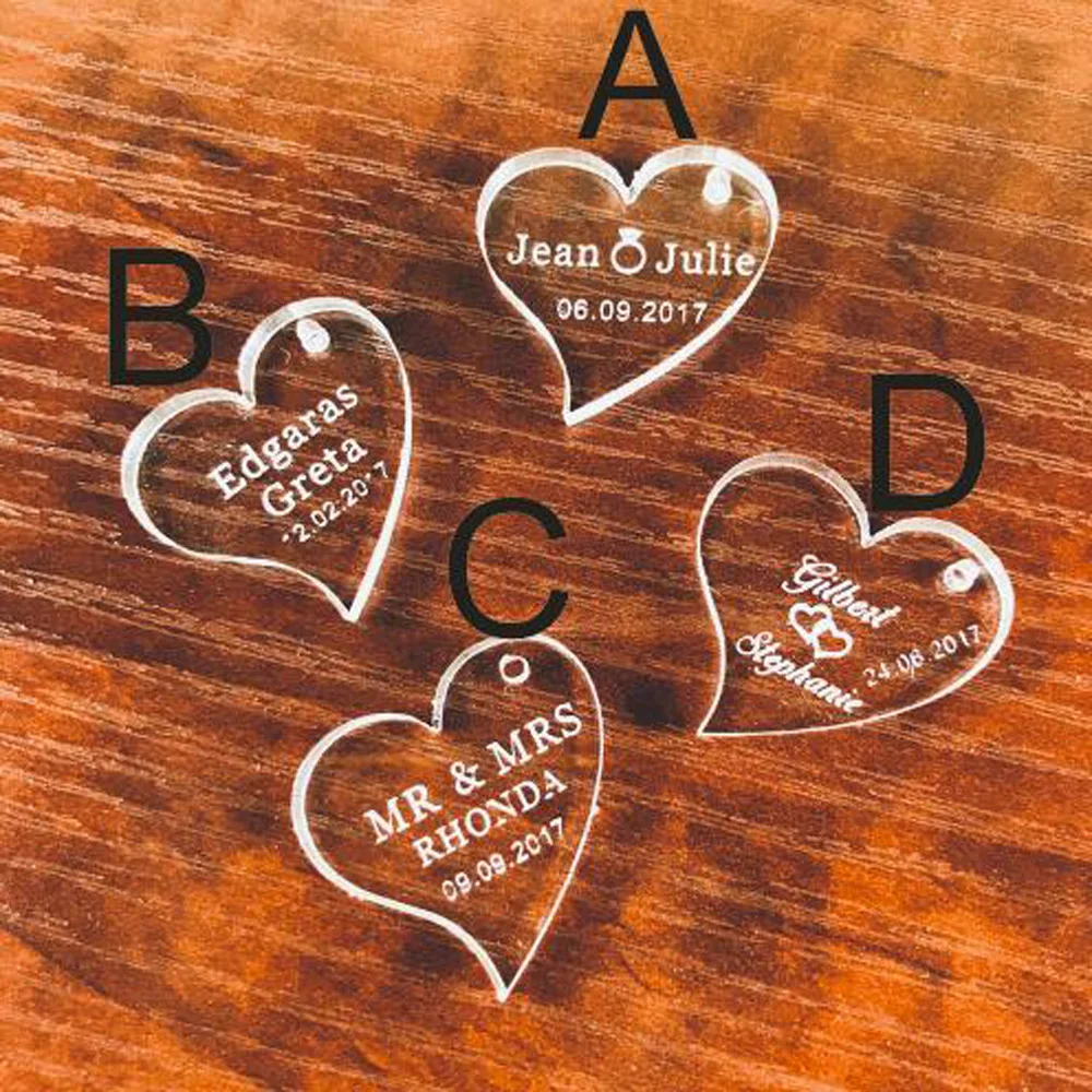 50 pieces Personalized Engraved Baby Baptism Love Heart Decor ,Customized  Wedding Table Decoration Favors Souvenirs Tag  (2)