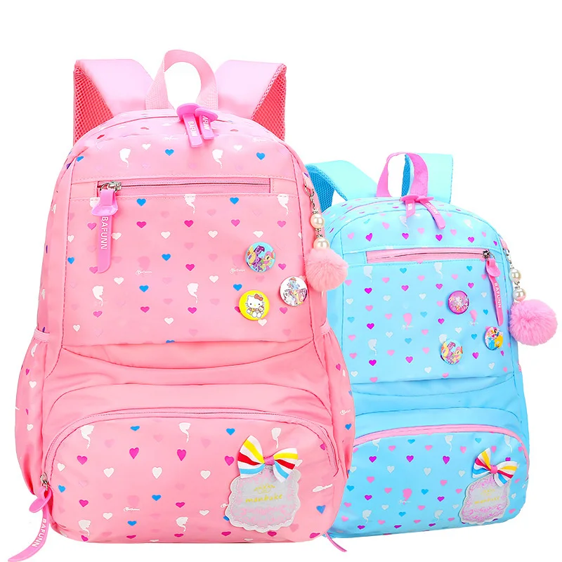 

New Cute School Backpack Waterproof For Girls Children Lightweight Large Capacity Kids Backpack Solid Primary School Bags