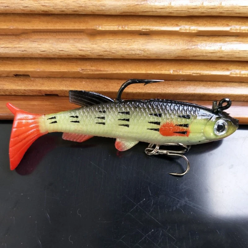 

1/5pcs 3D Lead Fishing Lures Soft Baits Lures Tackle w/ Free Sharp Hook 8cm/14g