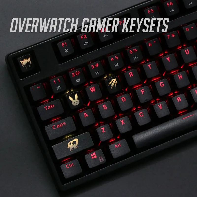 4 keys Overwatch gamer theme keysets backlight OW keycaps ABS etched Keycap shine through for