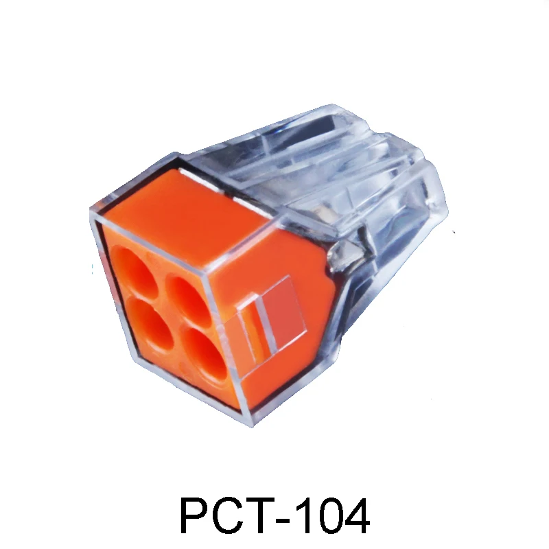 100pcs pct 104 push wire wiring connector for junction box 4 pin conductor terminal block in