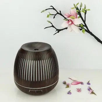 

400ml Hollow Humidifier Wood Grain humidifier Remote Control Ultrasonic Air Aroma Purifier With 7 Color LED Lights Electric Arom