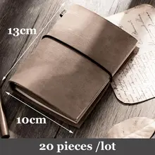 20 штук в партии, натуральная кожа, натуральная кожа, серый цвет, блокнот для путешествий, дневник, планировщик, дневник, маленькая книга, размер 13x10 см