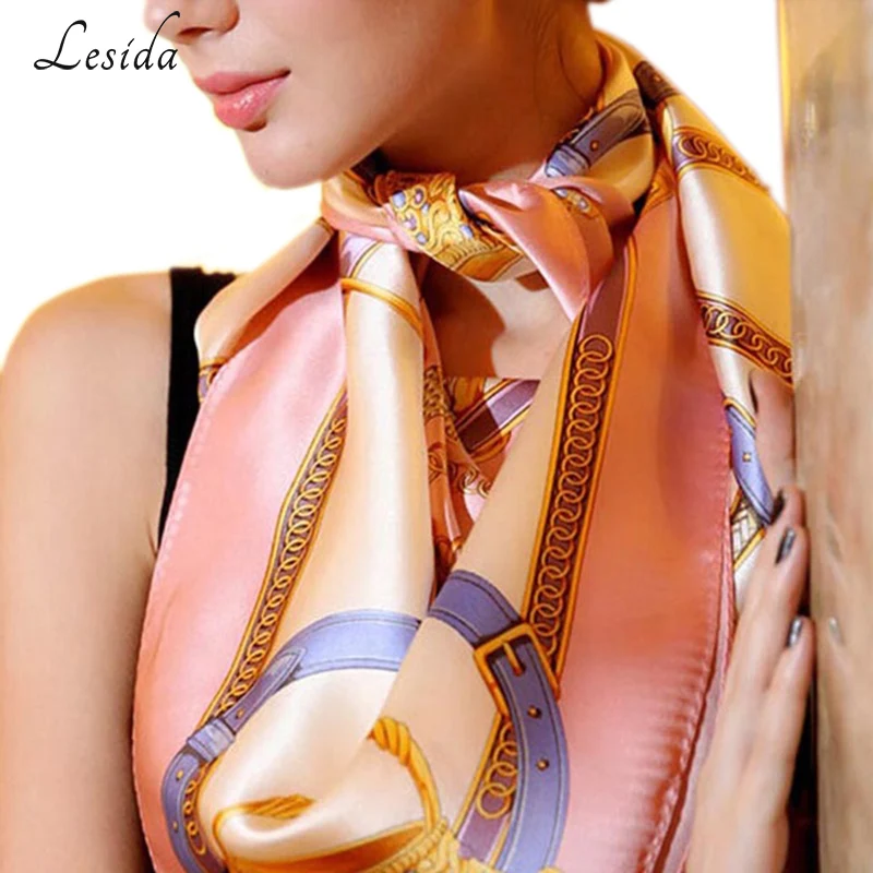 

2018 Ethnic Red Print Sqaure Silk Scarf Luxury Brand Paisely Kerchief Head Scarf Women Neck Big Scarves 90*90CM 9001M