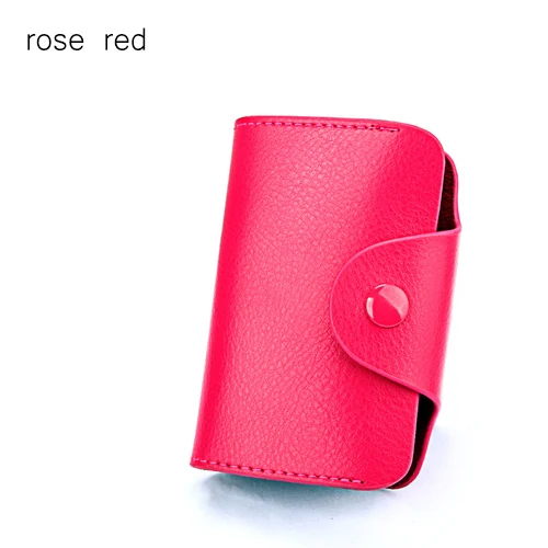 Карта унисекс держатели пояса из натуральной кожи женские кошельки ID кредитной большой ёмкость кредитной карты короткий кошелек сумка - Цвет: rose red