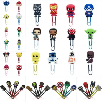 

4-12pcs Avenger Bookmarks for Books Superhero Star Wars Paper Clips School Office Supplies Page Holder for Students Kids Gift