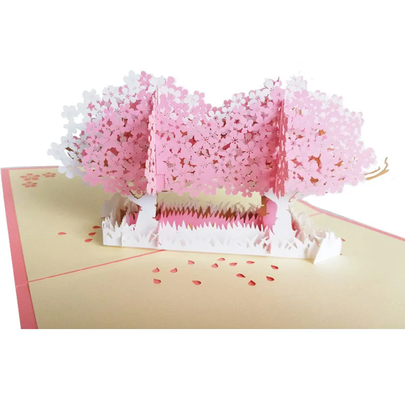  3D Pop UP Card Cherry Blossom Laser Cut Wedding Invitations Cards Valentine's Day Greeting Card Gre - 33031975769