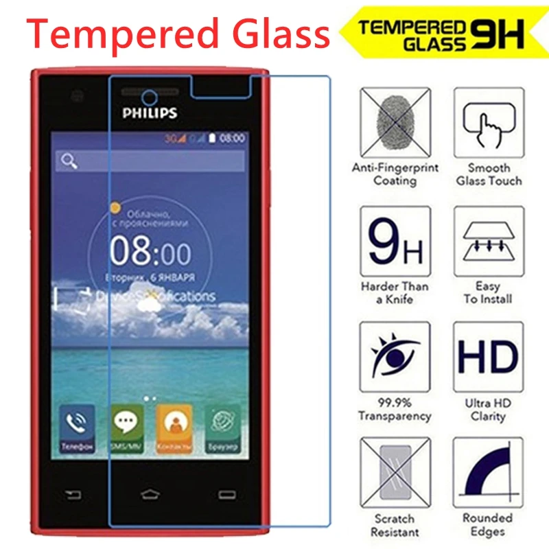 2.5D 9H закаленное стекло пленка для Philips S309 защита экрана Высококачественная