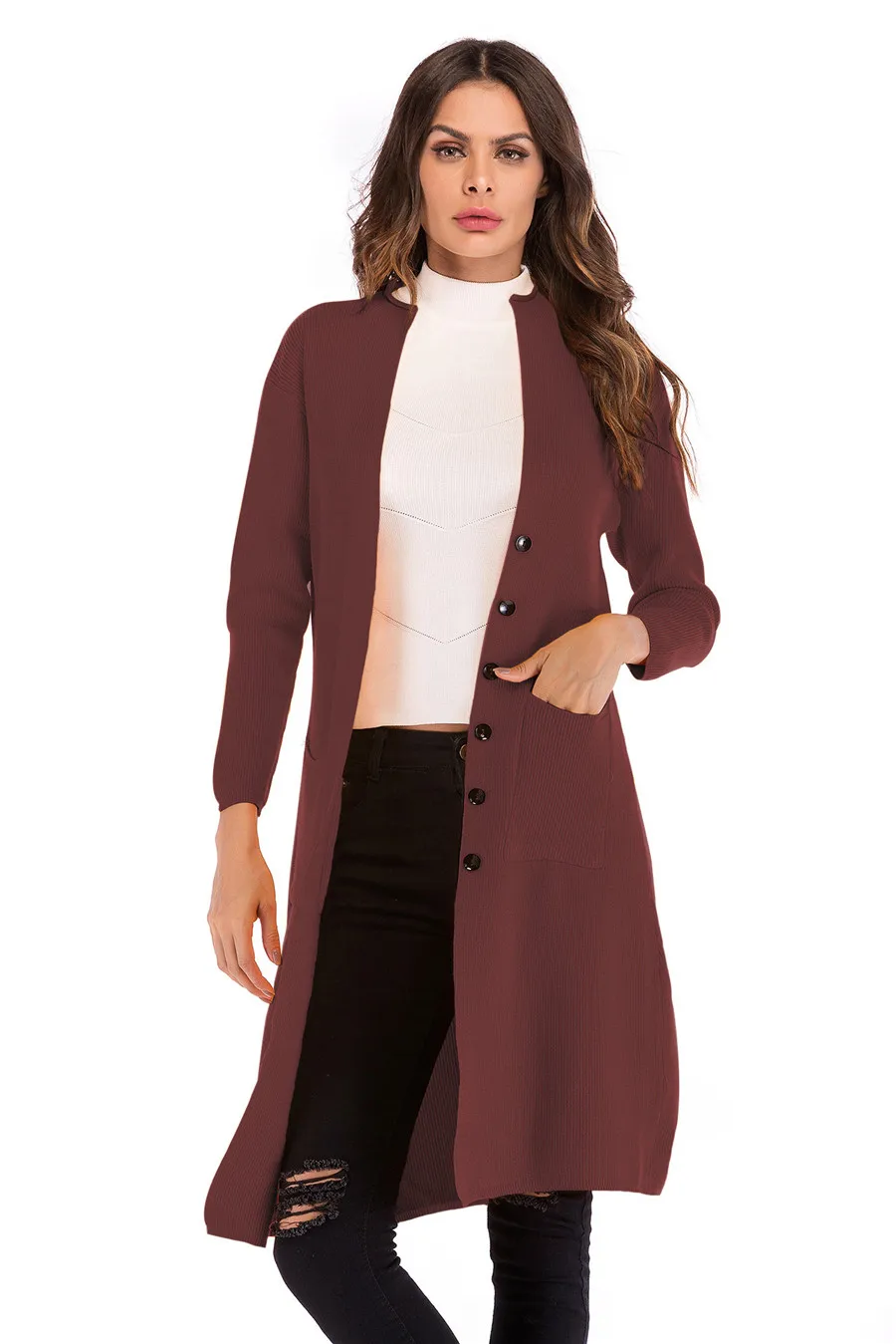 Gladiolus New 2018 Casual Autumn Winter Sweater Women Long Sleeve Button Pocket Knitted Long Cardigan Women Jumper Sweater Coats (11)