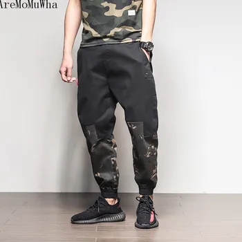 

AreMoMuWha New summer Camouflage splicing Ankle-Length PantsJapanese tide brand beam feet harem pantsLarge size loose pantsQX039