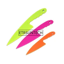 50 комплекты 3 шт./компл. торт Ножи Многофункциональный зубчатым краем Десертные ножи Еда Класс Пластик тесто резак для торта хлеб