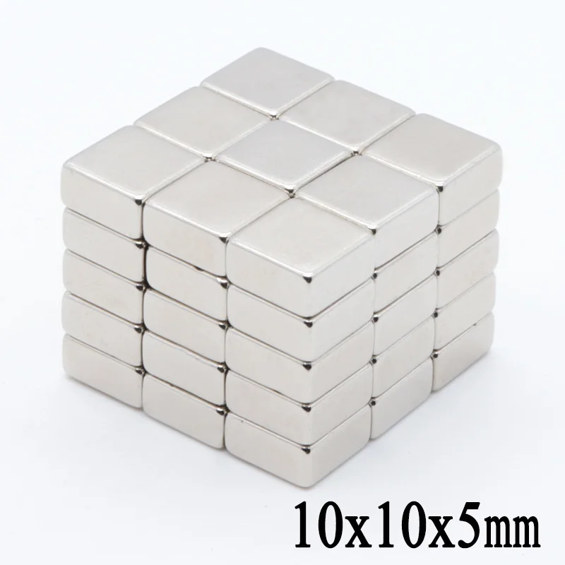 100pcs 10x10x5 мм Неодимовый магнит 10 * 10*5 Сильный редкоземельных магнитов 10*10*5