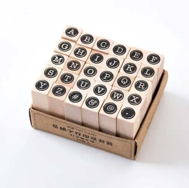 1 комплект DIY деревянные штампы винтажный номер персонажа напечатанное Свадебное приглашение DIY печать украшение дневника штампы - Цвет: Typewriter letters