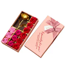 

12PCS/Set 24K Gold Foil Rose Flower Soap Flowers With Box Valentine's Day Mother's Day Gift Wedding Decor Flores Fake Fleur