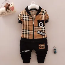 Belababy Garçons Vêtements Ensembles Bébé bébé à capuche plaid à Manches longues Veste À Capuche + Pantalon 2 PCS Enfants Rayé Vêtements Ensemble pour les Garçons